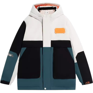 李宁儿童羽绒服中长款男大童青少年2025冬季新款休闲保暖连帽外套