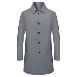 男士风衣春秋新款中年翻领休闲百搭新品中长款宽松爸爸装夹克外套