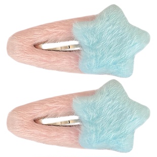 ins可爱侧边毛绒五角星形发夹女儿童刘海夹发饰bb夹秋冬新款发卡