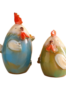 创意陶瓷窑变釉咕咕鸡存钱罐摆件