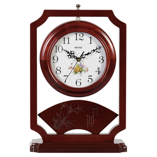 汉时新中式复古双面座钟个性雕刻台钟客厅静音时钟石英钟表 HD206