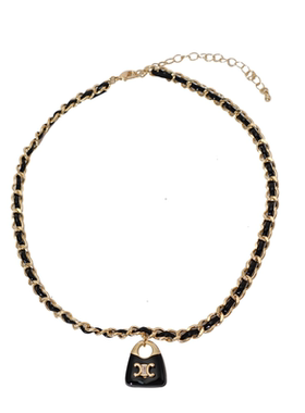 CANFEN小香风黑色锁链凯旋门项链