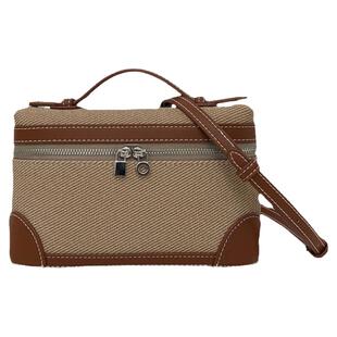 小众LP饭盒包盒子包包女2025新款高级感撞色手提包休闲单肩斜挎包