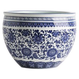 景德镇缠枝莲高温陶瓷陶瓷仿古青花瓷景德镇鱼缸泡菜缸客厅摆件