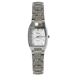 三四集市店 小众品牌方形复古带日历功能钢带表小巧手表女ins风