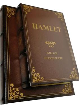 复古书房装饰摆件皮质欧式