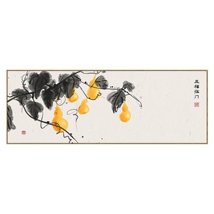 事事如意新中式客厅墙壁面装饰画中国风花鸟横幅壁画卧室床头挂画