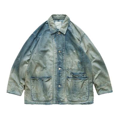ANCELLM日产水洗破坏牛仔夹克