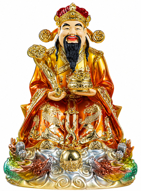 供奉家用财神爷佛像招财店铺办公室公司比干文祥云红衣财神爷摆件