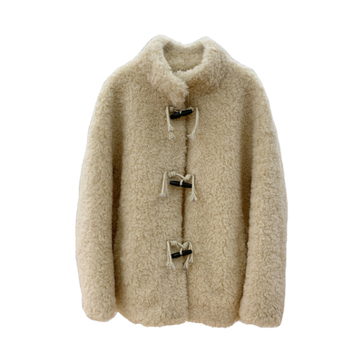 特价牛角扣全羊毛皮毛一体外套