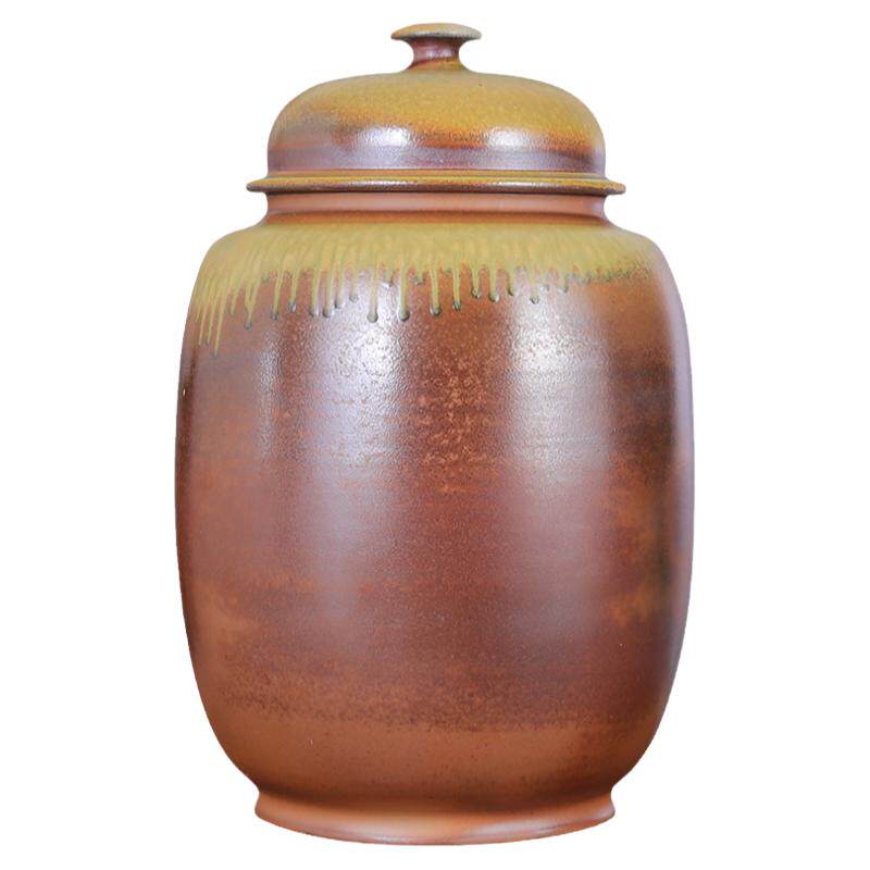 建水紫陶大茶缸柴烧茶叶罐21饼缸