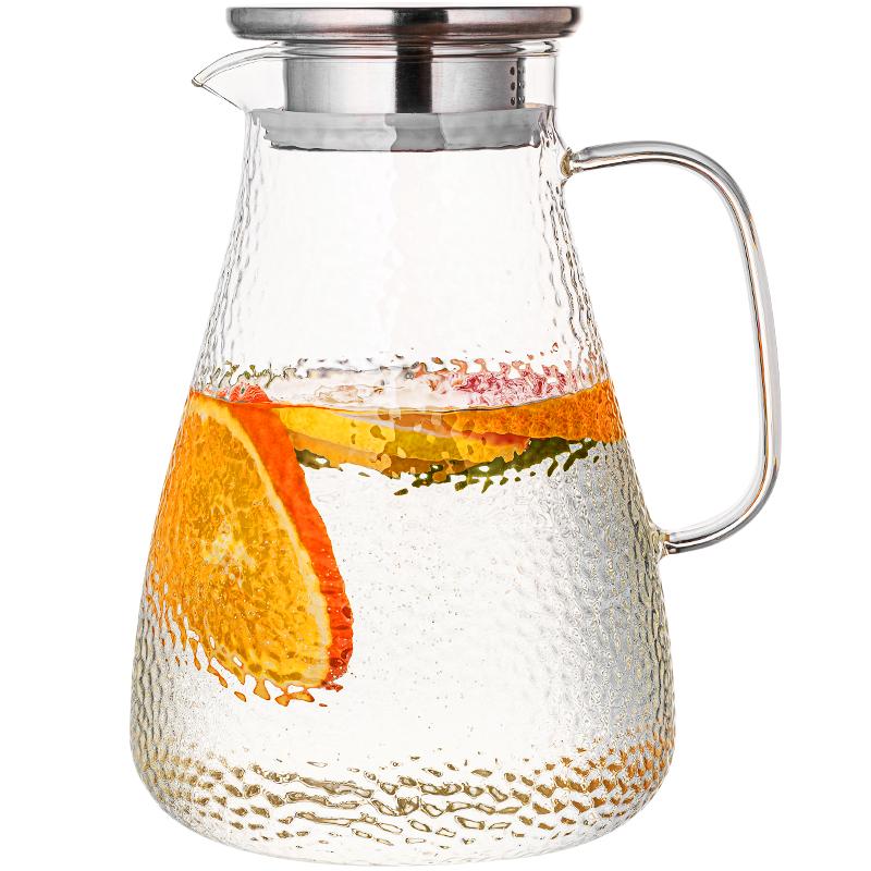 青苹果可直烧围炉煮茶壶耐热锤纹1.8L大容量冷水壶泡茶壶果汁壶