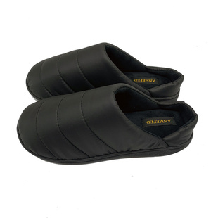 出口秋冬款羽绒布棉拖鞋情侣款居家用半包跟拖鞋厚底室内拖男女