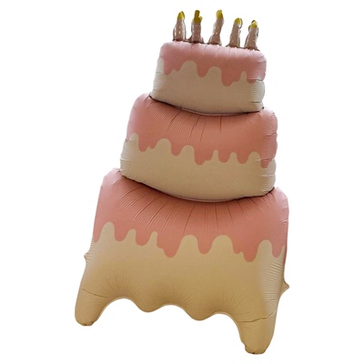 超大三层粉色蛋糕气球派对布置