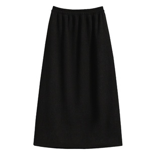 秋冬大码高腰宽松开叉半身裙女胖mm黑色包臀a字裙显瘦遮肚直筒裙