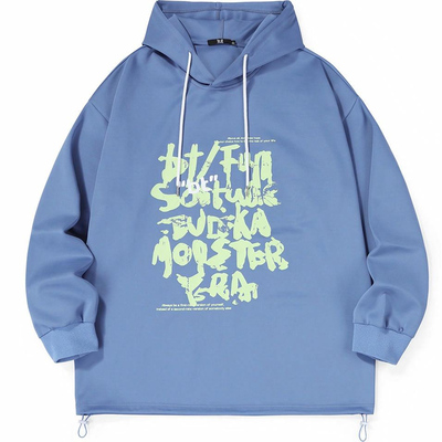 bt潮牌春秋季涂鸦字母印花情侣太空棉连帽宽松常规卫衣男女同款