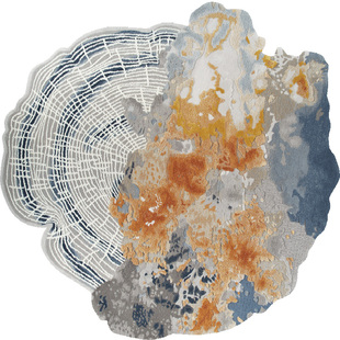 侘新款寂风简约轻奢客厅茶几卧室起居室圆形异型紫色羊毛手工地毯