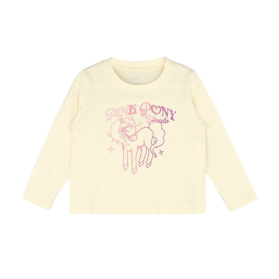 大耳象女童渐变小马刺绣T恤冬季新款宝儿休闲纯棉厚内搭圆领上衣