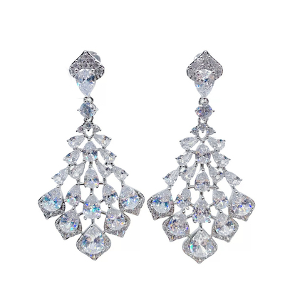 新款超闪奢华新娘重工锆石耳环