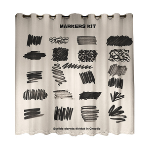 手绘涂鸦简约线条定制雪尼尔长帘个性卧室客厅挂钩遮光打孔窗帘布