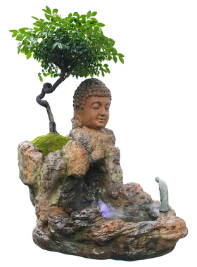 水磨坊禅意佛像流水摆件家居装饰