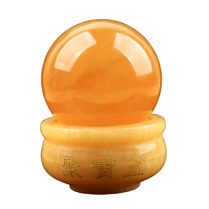 天然黄水晶球原石打磨保真保天然