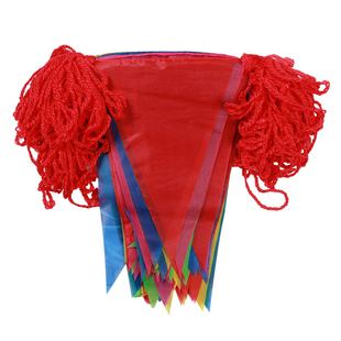 小彩旗三角串旗幼儿园彩旗装饰户外节庆彩旗结婚开业加粗绳警示旗