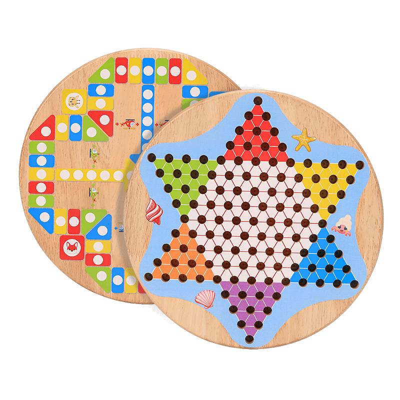 六角弹珠跳跳棋五子棋二合一玻璃珠子儿童小学专用益智玩具大人版