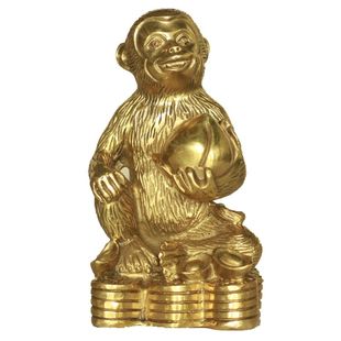 铜猴摆件猴子吃桃金属工艺品家居摆设生肖猴装饰品礼品