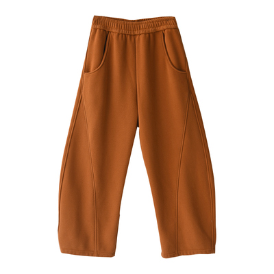 简约纯色加绒松紧高腰香蕉裤