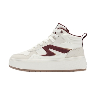 月白乔丹板鞋女高帮厚底增高鞋2026年冬季新品百搭白色休闲运动鞋