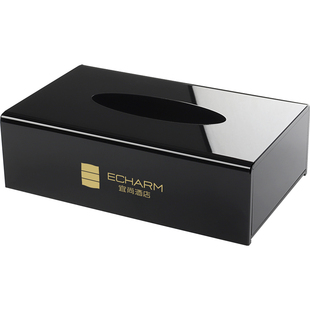 亚克力纸巾盒定制logo防尘酒店客房民宿专用餐厅ktv长方形抽纸盒