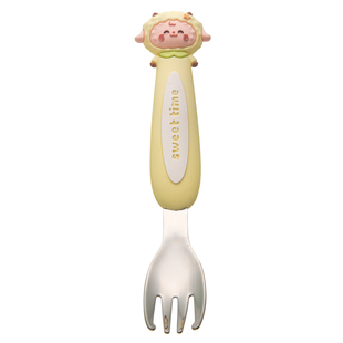 可爱元宝勺316不锈钢宝宝专用辅食勺叉套装家用儿童吃饭卡通餐具