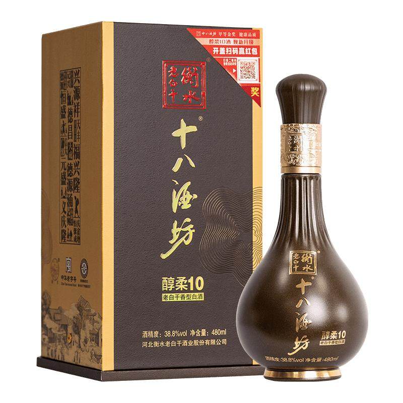 十八酒坊醇柔10白酒38.8度480ml*4瓶