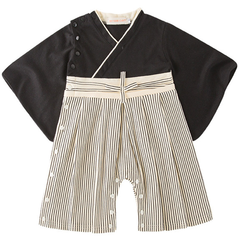 春秋长袖男童和服男宝宝日系哈衣 婴儿连体爬服