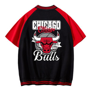 美式公牛队出场训练棒球服篮球短袖男女T恤半袖夏季开衫外套男款