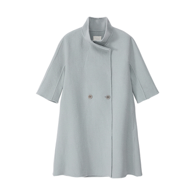 Readme读我秋冬新品女宽松翻领洒脱大A型双面呢大衣B10919416