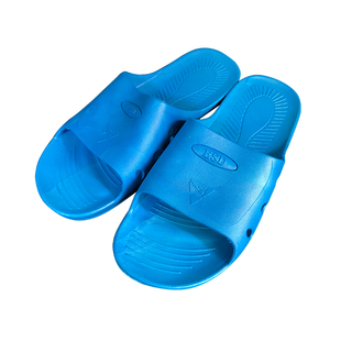 防静电拖鞋SPU软底静电鞋电子厂车间富士康两孔鞋50码男女蓝黑色