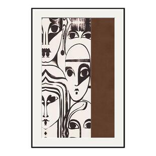 极简奶油风客厅样板间装饰画现代过道玄关晶瓷画民宿酒店软装挂画