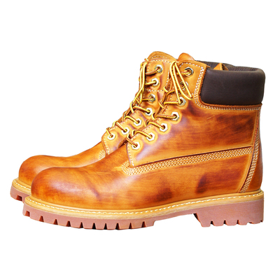 个性擦色大黄靴美式复古搭配