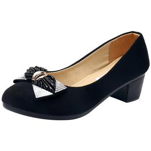 老北京布鞋女春秋2025新款时尚中跟单鞋工作软底中年妈妈鞋一脚蹬