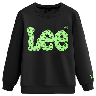 Lee kids儿童卫衣圆领加绒保暖秋冬百搭宽松男童女童休闲舒适上衣
