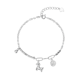 明牌珠宝925银马上盈财手链 生肖马年日进斗金银手饰礼物YSL1014