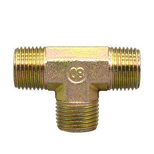 液压外丝三通接头过渡接头英制平头高压油管2分3分4分6分1寸接头