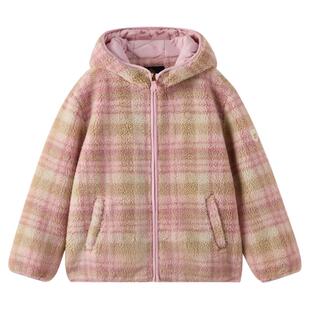 eland kids衣恋童装男女童格纹摇粒绒外套25年冬新品休闲保暖外套