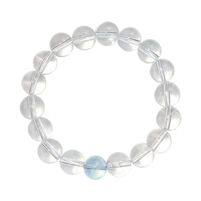 方糖家 露丝同款勇气之石天然净体双A白水晶魔鬼蓝海蓝宝手串女款