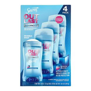 美国直邮 Secret秘密止汗香体膏成人男女腋下爽身除臭滚珠73g*4支
