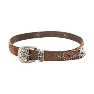 美式复古腰带女棕色铆钉时尚百搭牛仔裤配饰高级感显瘦新款皮带潮