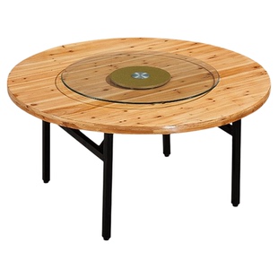 饭店圆桌酒店大圆桌酒席实木圆桌面餐厅餐桌折叠杉木圆桌家用简约