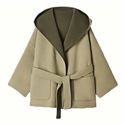 贵妇浴袍羊毛羊绒双面穿撞色大衣